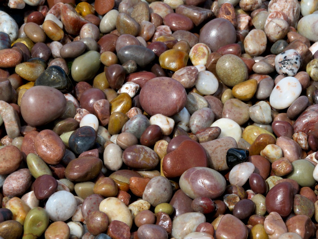 Wet pebbles in lots of colours