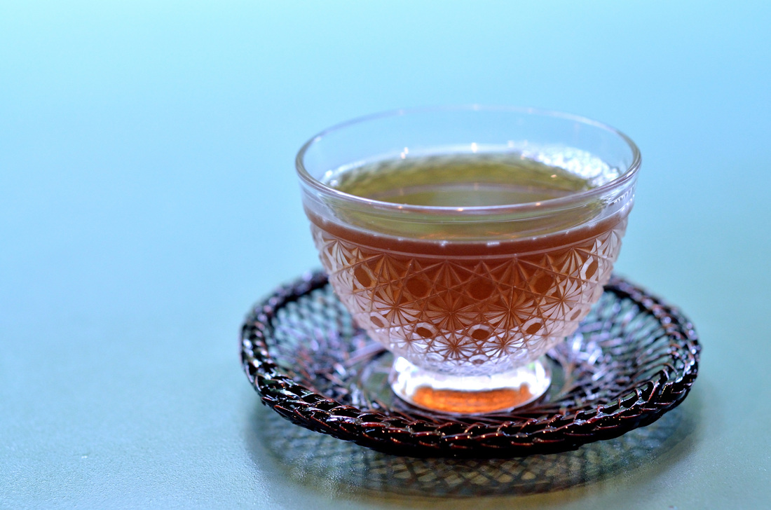 Tea in a decorative glass