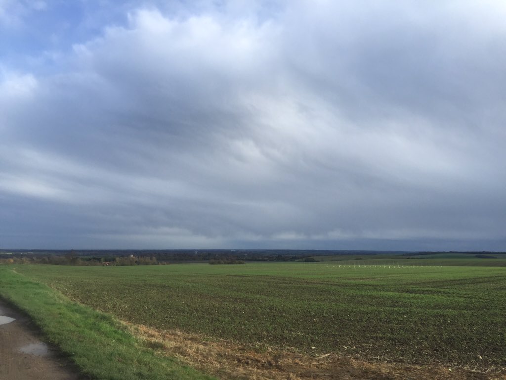 Flat fields, grey clouds