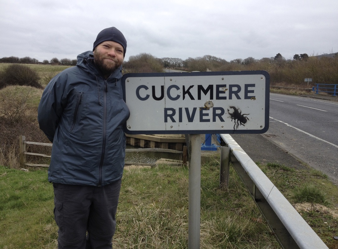 Dan at Cuckmere River sign 