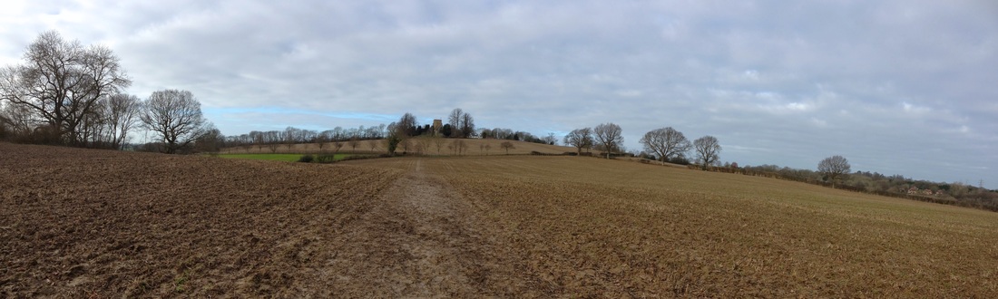 Panorama of fields and church