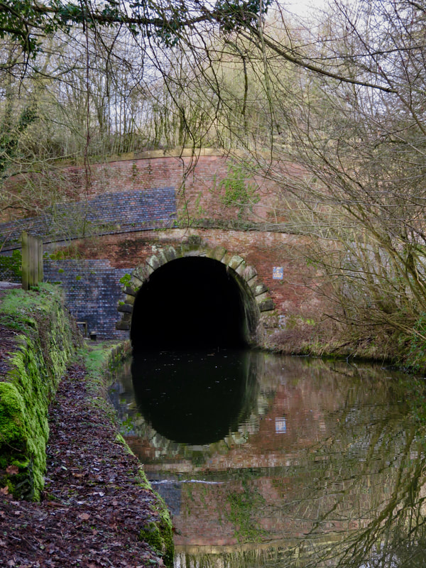 canal going into a brick tunnel