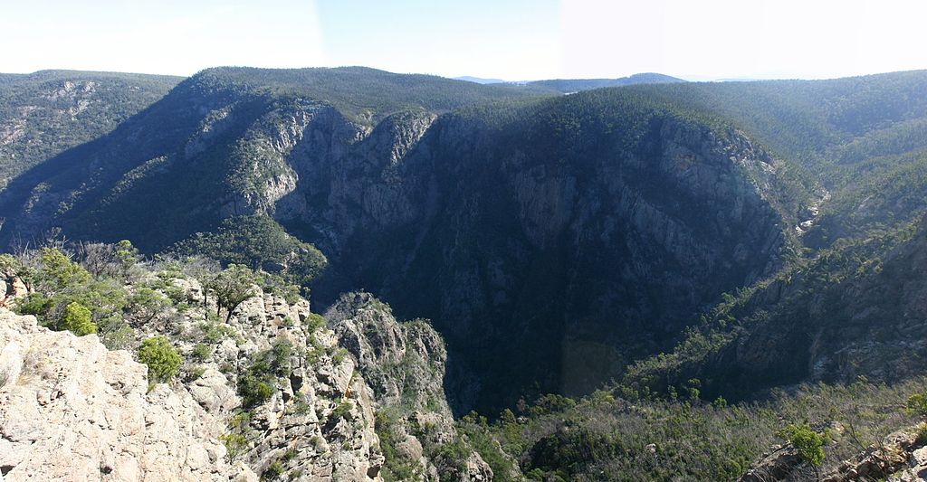 Landscape with large rocky cliff gorge