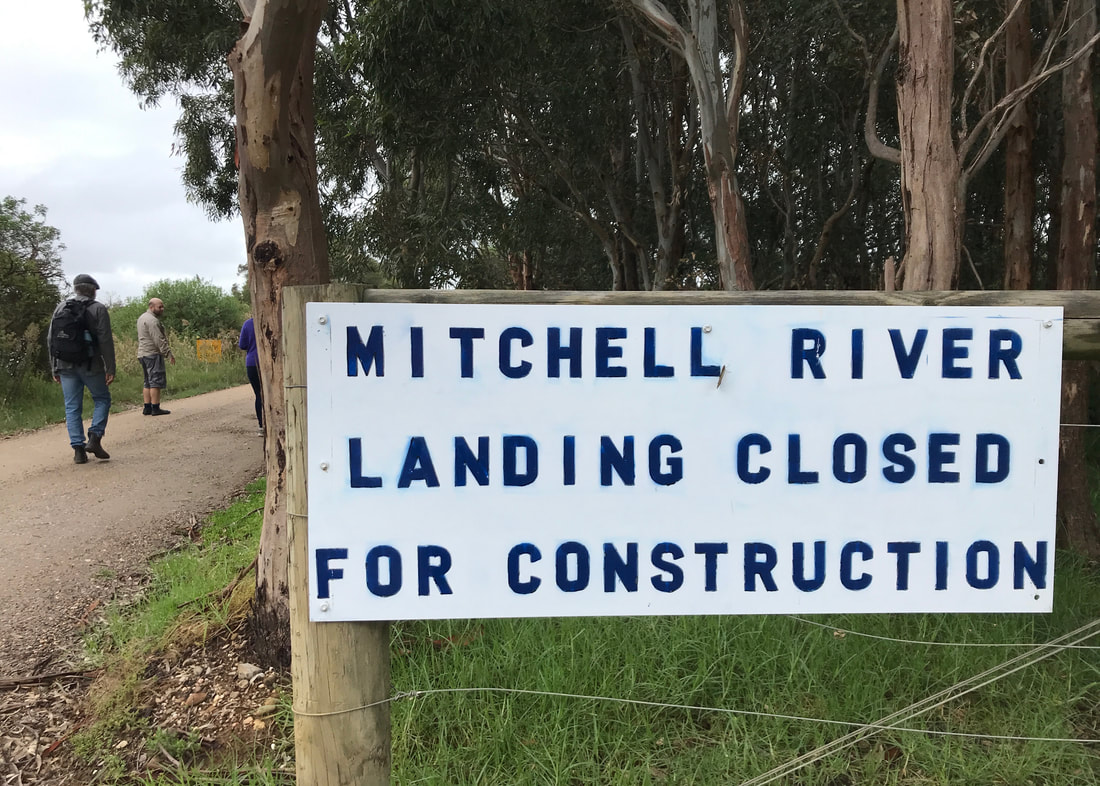 Sign saying Mitchell River Landing Closed For Construction