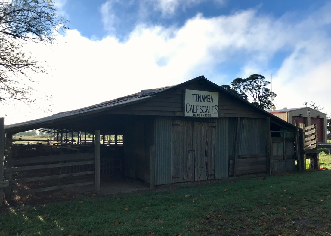 old wood and corrugated iron structure with a handpainted sign reading 