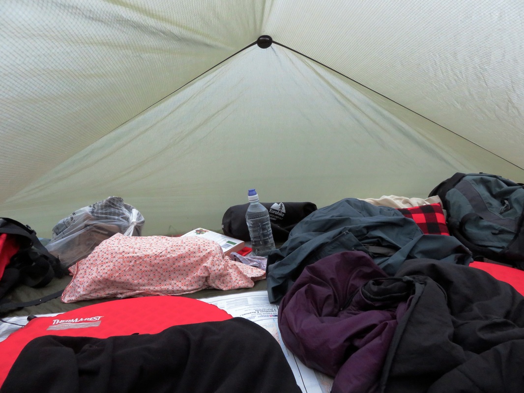 Inside a tarp/tent
