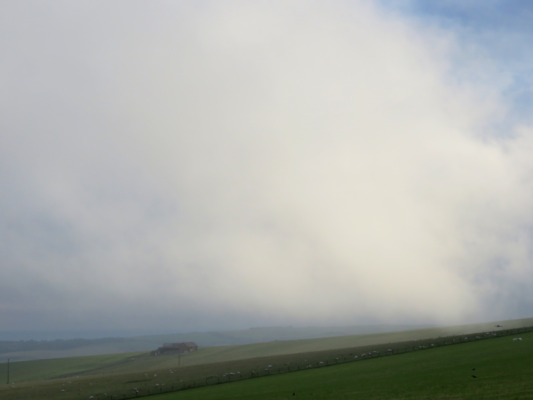 Low foggy cloud on hills