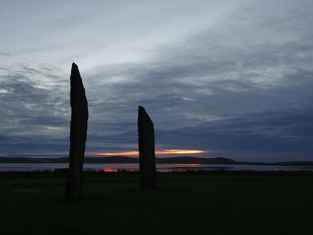 Sunset and standing stones