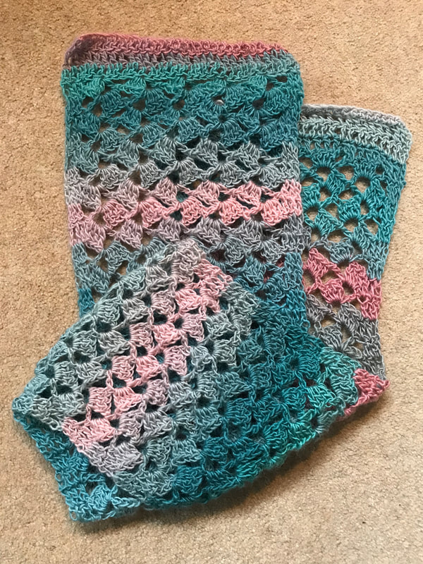 Blue and pink scarf