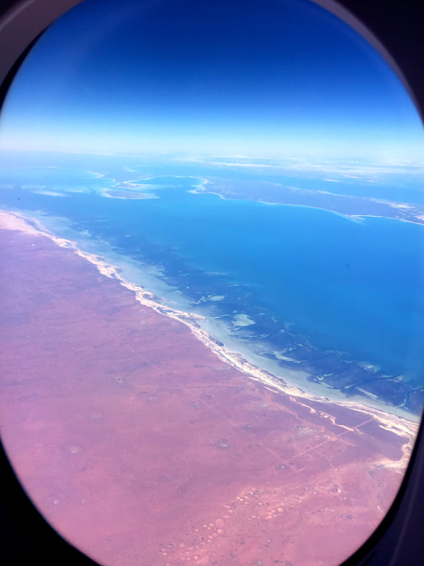 View of coast from plane window